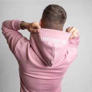 Sweat à capuche unisexe avec imprimé blanc - rose, taille S