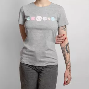 Damen T-Shirt mit Druck – grau, Größe S