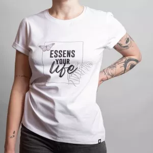 Women's T-shirt with print - white, size L