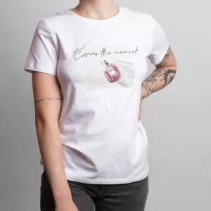 Women's T-shirt with print - white, size S