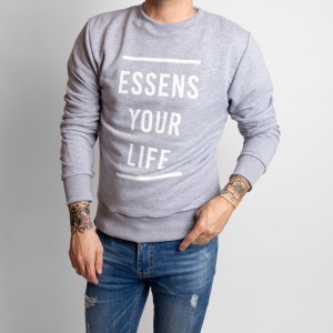 Moški pulover s potiskom - siv, velikost L