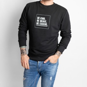 Herren Sweatshirt mit Druck – schwarz, Größe XL