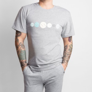 Men's T-shirt with print - grey, size M