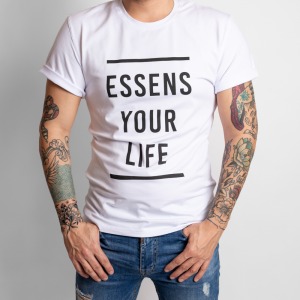 Men's T-shirt with print - white, size XL