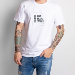Men's T-shirt with print - white, size S