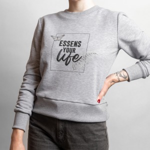 Ženski pulover s potiskom - siv, velikost M