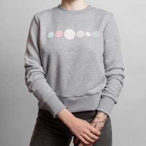 Ženski pulover s potiskom - siv, velikost L