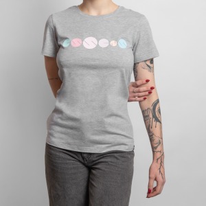 Women's T-shirt with print - grey, size M