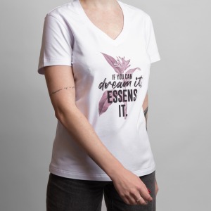 Damen T-Shirt mit Druck – weiß, Größe L