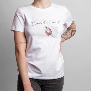 Camiseta de mujer serigrafiada - blanca, talla XL